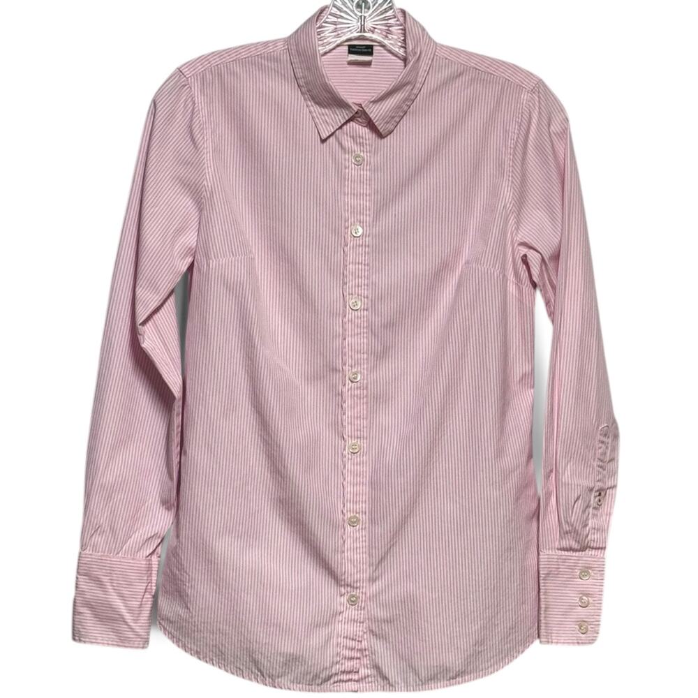 J.Crew Vintage Y2K Kathryn Slim Fit Button Up Top Cotton Pink White Stripe XS